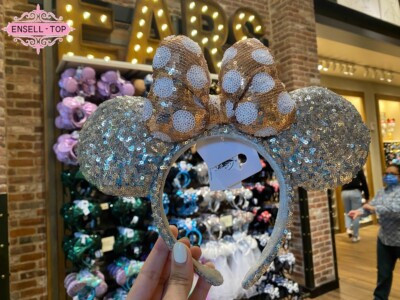 Disney Parks Mickey Mouse Polka Dot Ears Rose Gold Silver Sequins Headband US-image