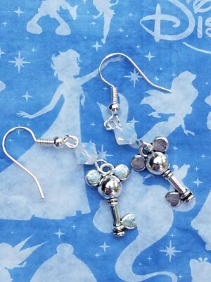 Mickey Mouse Magic Key Frozen Princess Elsa Opal  Crystal Disney Cruise Earrings-image