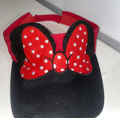 *Disney Walt Disney World Parks Adult Minnie Mouse Ears Visor Hat Cap Adjustable-image