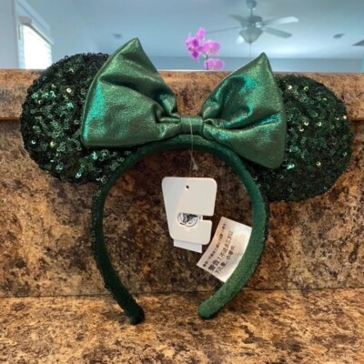 Disney Parks Ears Edition Minnie Mouse Emerald Green Sequins Headband 2022 US-image