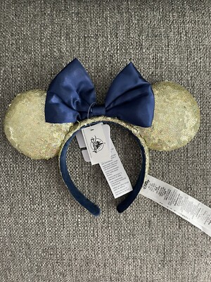 Gold Shimmer Blue WDW 50th EARidescent Minnie Mouse Disney Ears Headband NWT-image