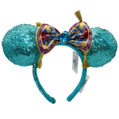 Disney-Aladdin Jasmine Magic Carpet Bow Sequin Palace Green Minnie Ears Headband-image