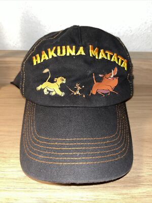 Hakuna Matada Hat Timon & Pumbaa Brown Walt Disney World Parks Distressed OSFM-image
