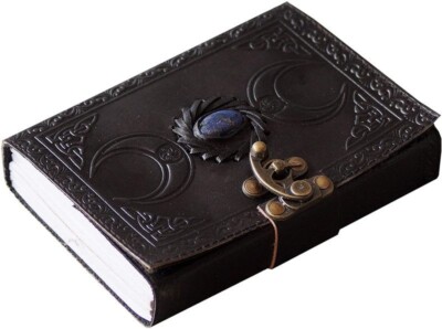 Vintage Leather Journal grimoire Celtic Witch Stone Leather Book of Shadows New-image