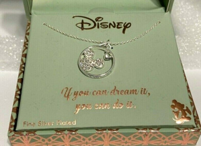 Disney MICKEY If You Can Dream It You Can Do It CRYSTAL Pendant NECKLACE NIB-image