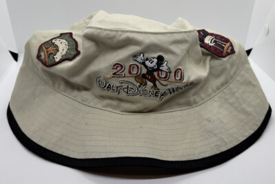 Vintage 2000 Walt Disney World Bucket Hat Mickey & Disney Landmark Patches -image