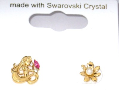 Disney Arribas Rapunzel Tangled Earrings Flower Made w/ Crystals from Swarovski-image