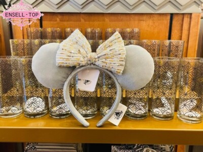 Minnie Mouse Gray Velvet Sequin Bow Ears Headband Disney Parks NEW-image