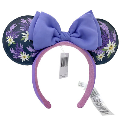 Disney Parks French Lavender Flower Purple Bow Minnie Ears Mickey Mouse Headband-image