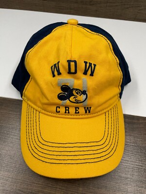 Walt Disney World WDW Mickey Mouse Crew Hat Yellow Cap Strap Back-image
