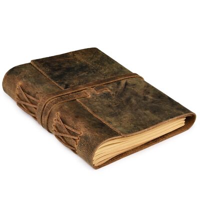 Lined Paper Leather Bound Journal-260 Pages Rustic Brown 8 X 6 Inches A5 - Bo...-image