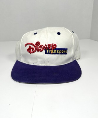 Vintage Disney Transport Bus Cast Member Hat Cap White Purple WDW Buses 90s READ-image