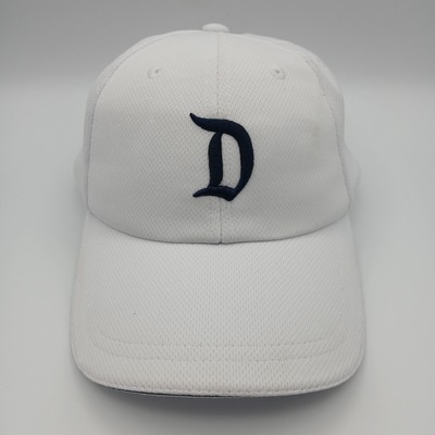 Disney Parks Hat Souvenir Cap Strap Back Solid White Navy Blue Classic D Logo-image