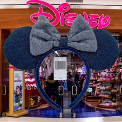 Japan Tokyo Resort Minnie Denim Stripe Blue Disney'Parks Mickey Ears Headband US-image