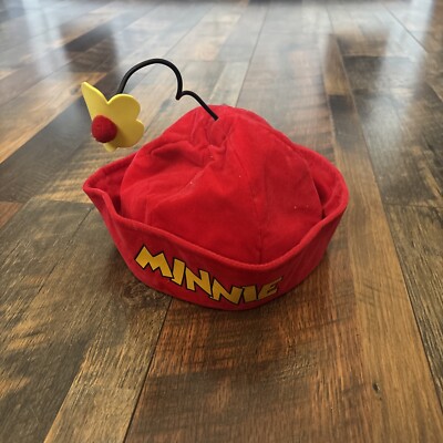 Minnie Mouse Adult Hat Walt Disney World Red Velvet Cap Yellow Flower-image