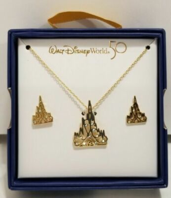 NWT Walt Disney World 50th Anniversary Cinderella's Castle Necklace Earrings Set-image