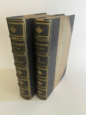 1885 GEORGE ELIOT'S LIFE letters journals VOLUME 1 & 2 only lovely LEATHER bound-image