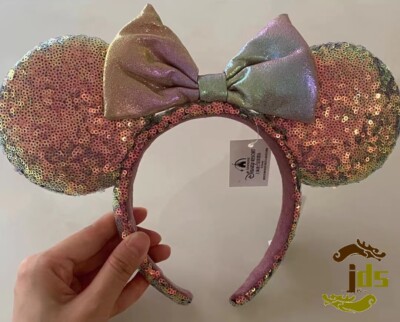 50th Anniversary Earidescent Iridescent Pink Ears Disney Headband Minnie NWT-image