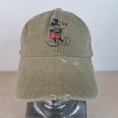 DISNEY PARKS MICKEY MOUSE DISTRESSED ADJUSTABLE STRAPBACK BASEBALL HAT/CAP-image