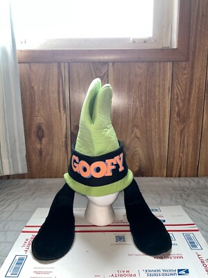Walt Disney World Tall Green Goofy Hat With Fuzzy Floppy Ears Adult Size-image
