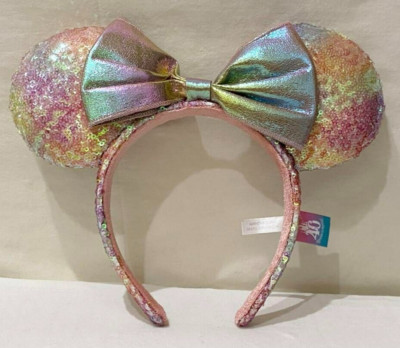 Disney Minnie Ears Headband 40th Dream Go Round Pinkish Sequin Tokyo Disneyland-image