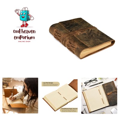 Lined Paper Leather Bound Journal-260 Pages, Rustic Brown, 11.5 X 8.50 Inches...-image