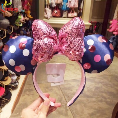 Minnie Ears Mickey Mouse Polka Dot Bow Disney Parks Sequins Rock Headband-image