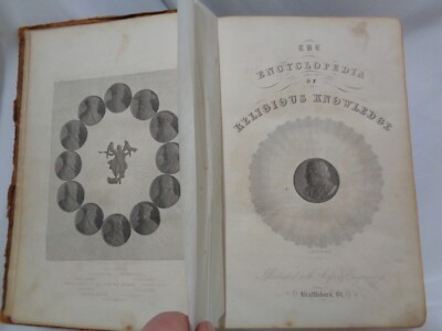 1853 RARE Encyclopedia of Religious Knowledge B.B. Edwards 1275 pgs Illustrated-image