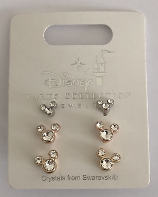 Disney Parks Mickey Icon 3 Pair of Stud Post Earrings New on Card B4-30-image