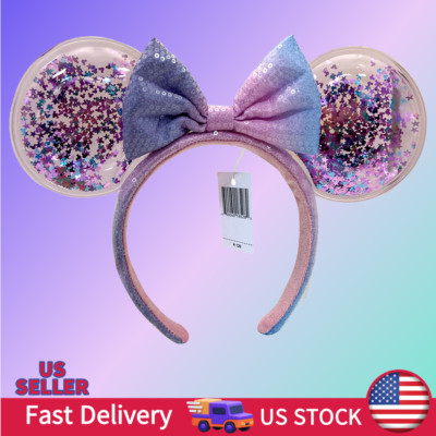 Headband lovely Disney. Parks Pink Puple Bow Sequins Minnie Confetti  Star ears-image
