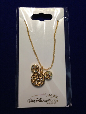 Disney Parks Arribas Mickey Icon Filigree Necklace with Crystals from Swarovski-image
