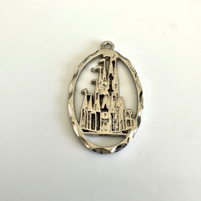 Vintage Disney Signed 925 Sterling Silver Walt Disney World Castle Charm Pendant-image