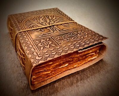 Handmade Tree of Life Embossed Leather Bound 200 Page Unlined Unisex Journal-image