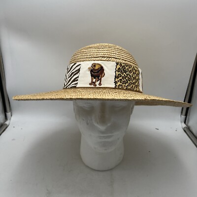 Vintage Walt Disney World Parks Animal Kingdom Sun Hat Safari Animal Straw Woven-image