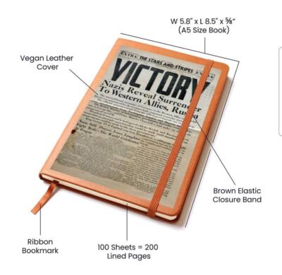 WW11 Victory Vintage Headlines Leather Journal-image