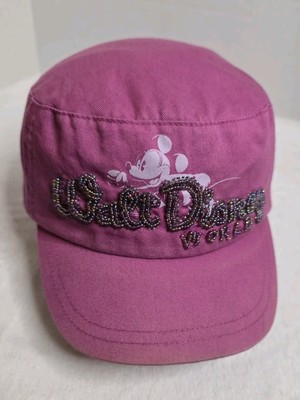 Walt Disney World Mickey Mouse Beaded Pink Cadet Military Style Cap Hat-image