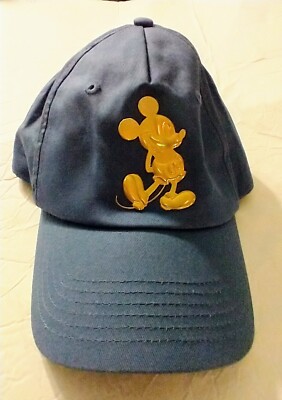 Disney Parks WDW 50th Anniversary Gold Mickey Mouse Blue Cap Hat Size Adult-image