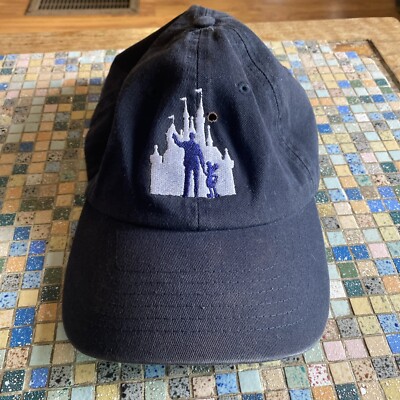 Walt Disney World Mickey Walt Castle Embroidery Blue Cotton Dad Cap-image