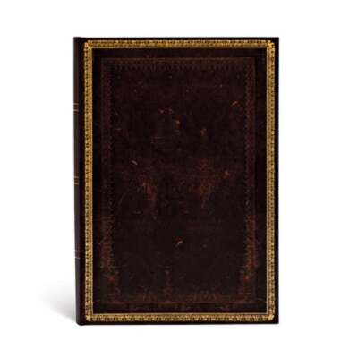 Black Moroccan Hardcover Journals MIDI 144 Pg Lined Old Leather Collection: New-image