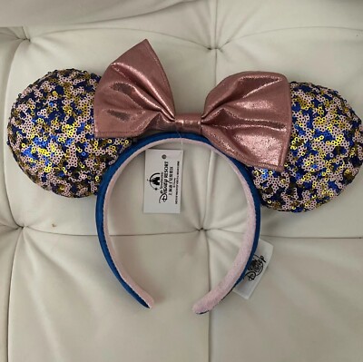 Disneyland Resort Headband Disney Parks Minnie Pink Navy Gold Sequin Ears-image