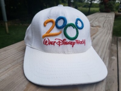 2000 Walt Disney World Embroidered Mickey Silhouette White Adjustable Hat READ -image