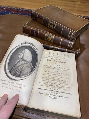 LORD CHESTERFIELD'S Letters  1775 4 Volume Set Fine Binding Leather Stanhope-image