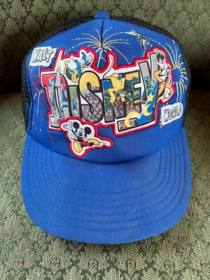 Vintage WALT DISNEY WORLD Souvenir Snap Back Mesh Trucker Hat RARE-image