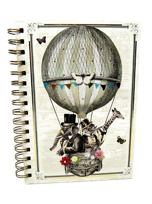 Punch Studio Vintage Balloon Spiral Hard Cover Journal 104 ruled sheets 45973-image