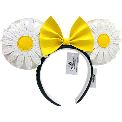 DisneyParks White Chrysanthemum Loungefly Ears Minnie Mouse Bow Headband Ears-image