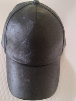 Walt Disney World 50th Anniversary Logo Black Baseball Cap Hat Faux Leather NWT!-image