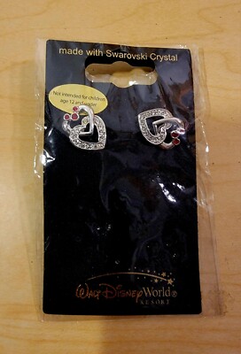 Mickey Mouse Icon Arribas Earrings In 2 Hearts With Crystal from Swarovski New-image