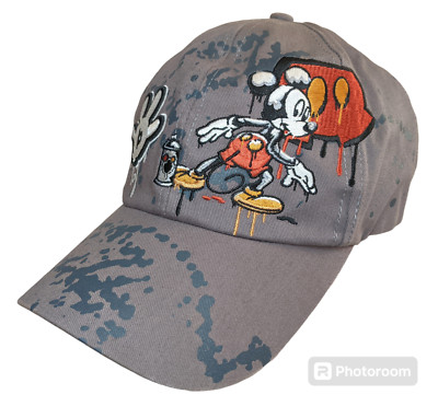 MICKEY MOUSE Graffiti Embroidered Hat Walt Disney World OSFM Stretch Fit Band-image
