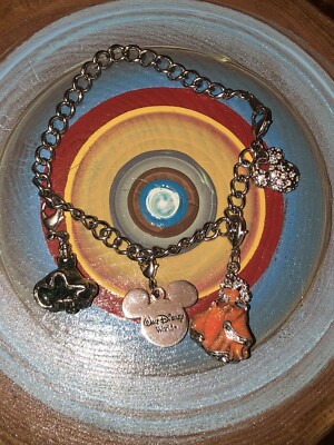 Authentic Walt Disney World Charm Bracelet With Princess Mickey Aurora Tatiana-image