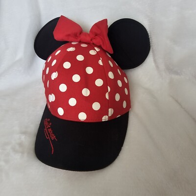 Walt Disney World Minnie Mouse Ears Polka Dot Girls Youth Baseball Hat Cap Red-image